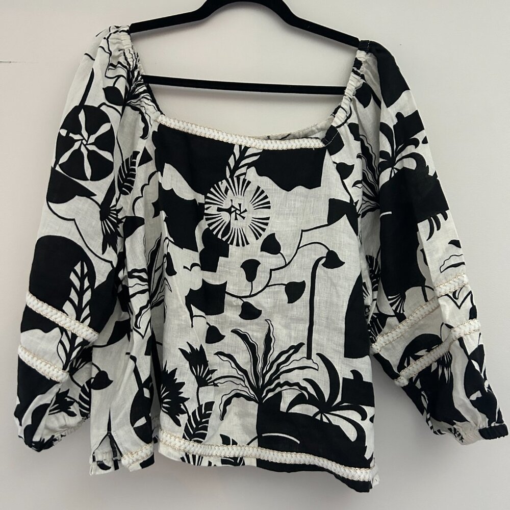 Floral Print 100% Linen Top